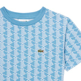 Lacoste Kids T-Shirt Celeste con Stampa All-Over per Bambini