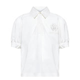 Roberto Cavalli Kids Camicia Bianco con Logo Ricamato per Bambine