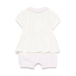 Moschino Kids Tutina a Righe Panna/Rosa con Ricamo Teddy per Neonate