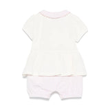 Moschino Kids Tutina a Righe Panna/Rosa con Ricamo Teddy per Neonate