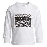 Iceberg Kids T-Shirt Bianco con Stampa Bianco e Nero per Neonati