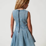 Twinset Kids Abito in Jeans con Applicazione Logo per Bambine (retro indosssato)