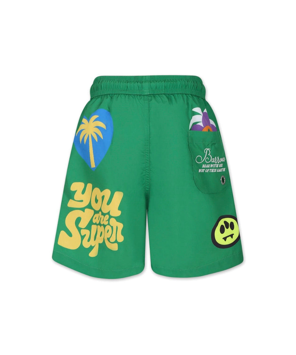 Barrow Kids Costume Boxer Verde con Stampa