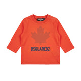Dsquared2 Kids T-Shirt Arancione con Stampa Logo per Neonati