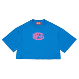 Diesel Kids Blue Cropped T-shirt with Puffy Print