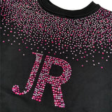 John Richmond Kids Felpa Nero con Strass Logo Rosa per Bambine