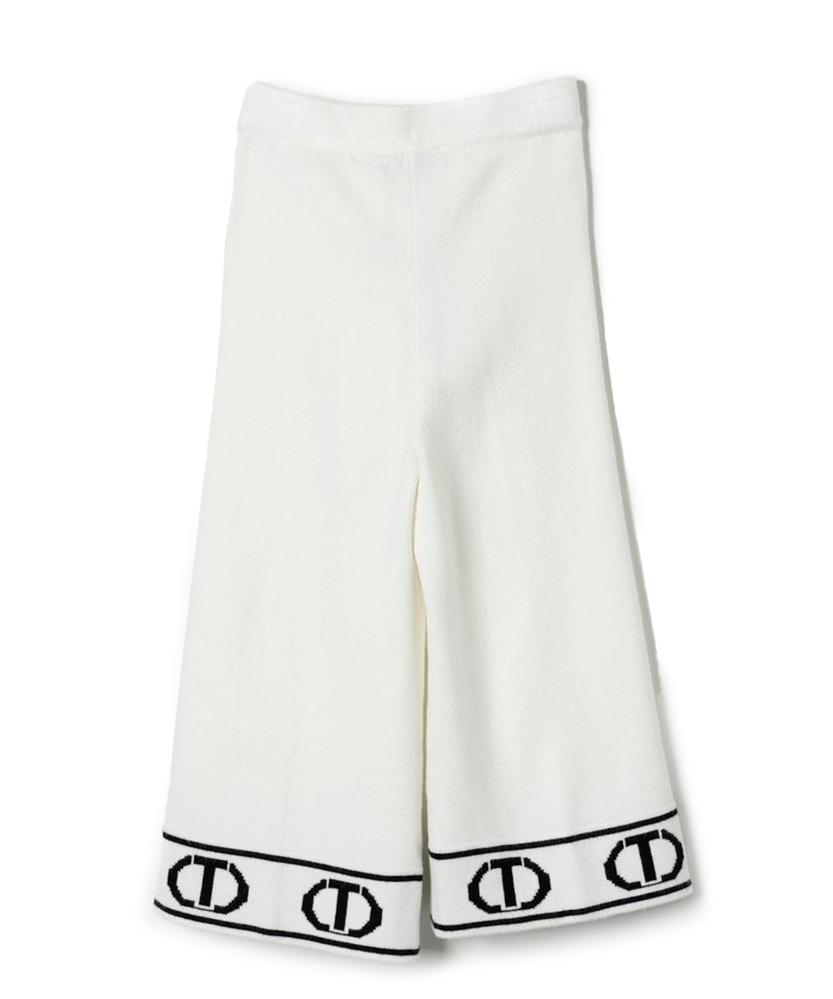 Twinset Kids Pantaloni Bianchi con Banda Logo per Bambine (retro)