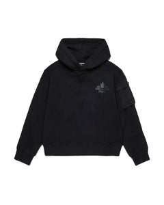 Dsquared2 Kids Felpa con Cappuccio Nera con Maple Leaf per Bambini