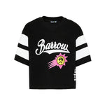 Barrow Kids T-Shirt Nero con Stampa e Strisce su Maniche per Bambine