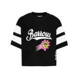 Barrow Kids T-Shirt Nero con Stampa e Strisce su Maniche per Bambine