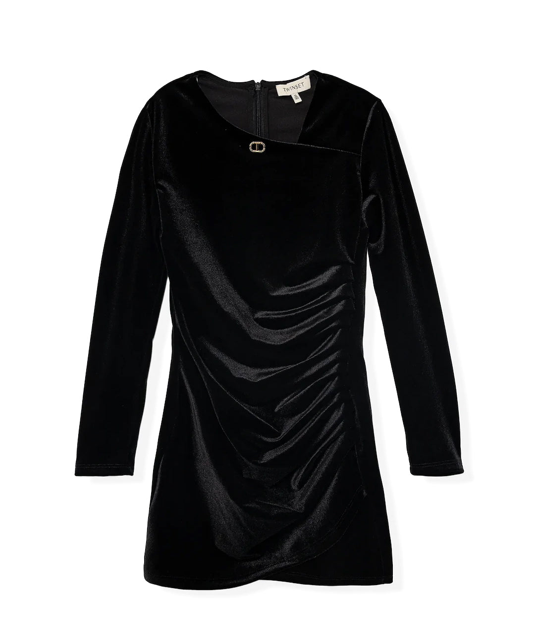 Twinset Kids Abito Nero in Tulle con Logo Frontalre a Contrasto per Bambine