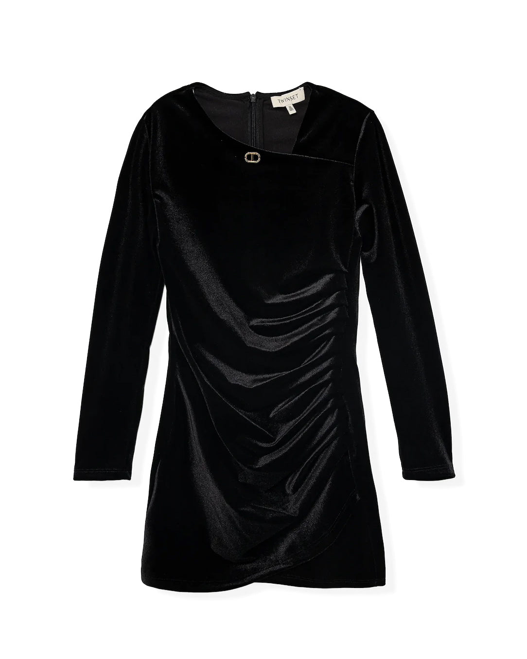 Twinset Kids Abito Nero in Tulle con Logo Frontalre a Contrasto per Bambine