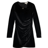 Twinset Kids Abito Nero in Tulle con Logo Frontalre a Contrasto per Bambine