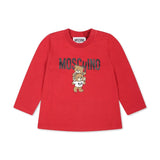 Moschino Kids Blusa Rossa con Stampa Logo Teddy Bear per Neonati 