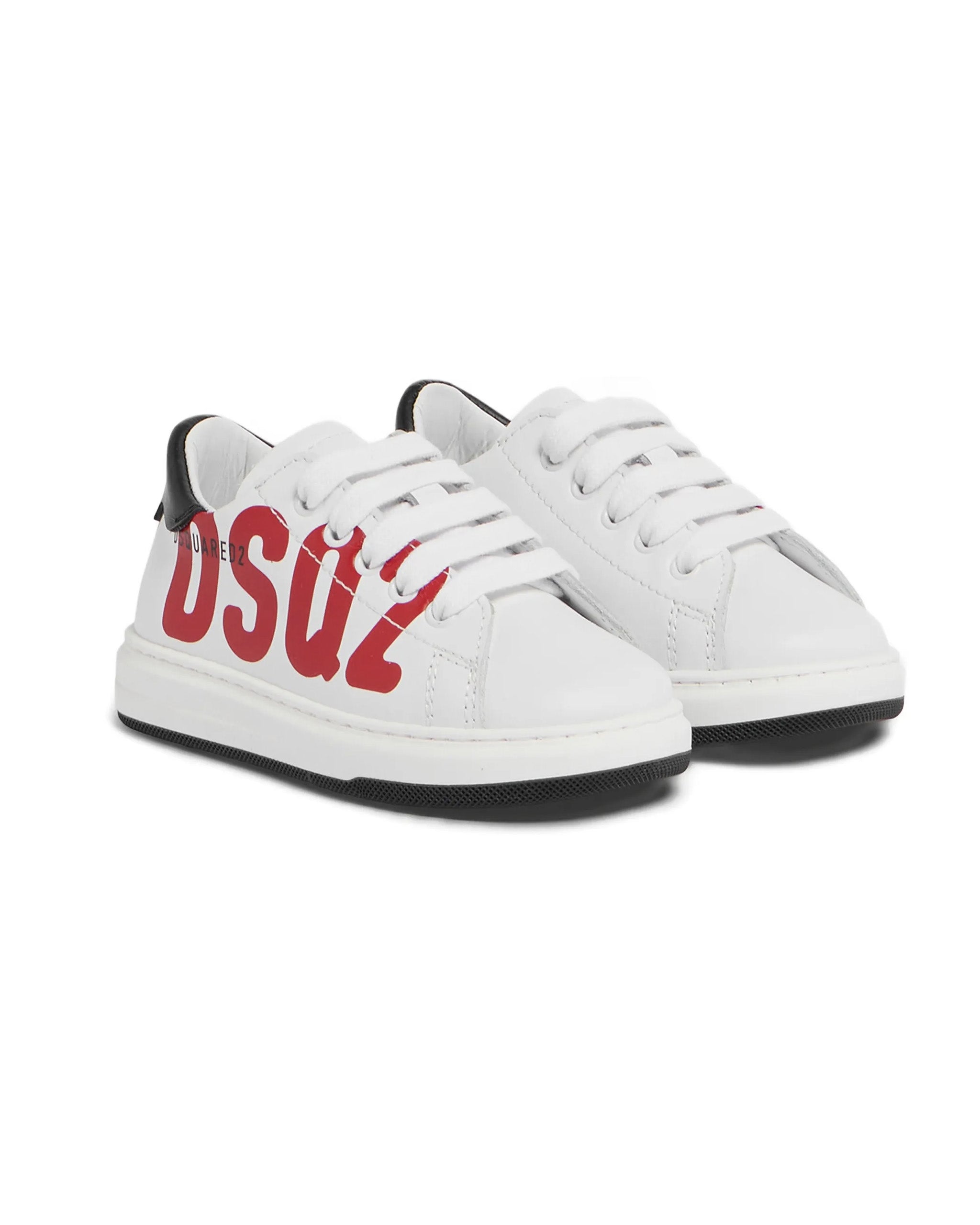 Dsquared2 Kids Sneakers Bianco con Logo Rosso per Neonati