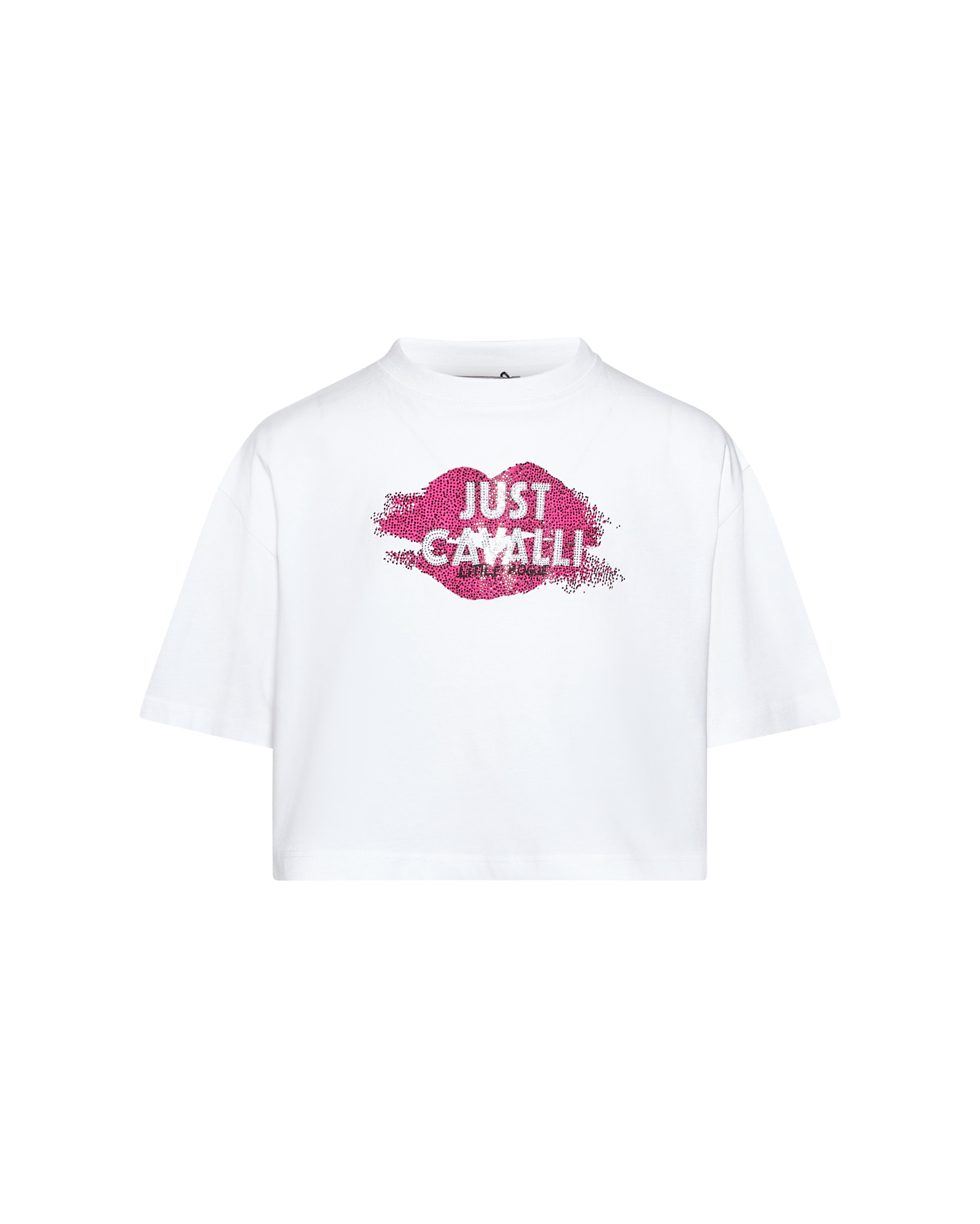 Just Cavalli Kids T-Shirt Bianco con Strass per Bambina