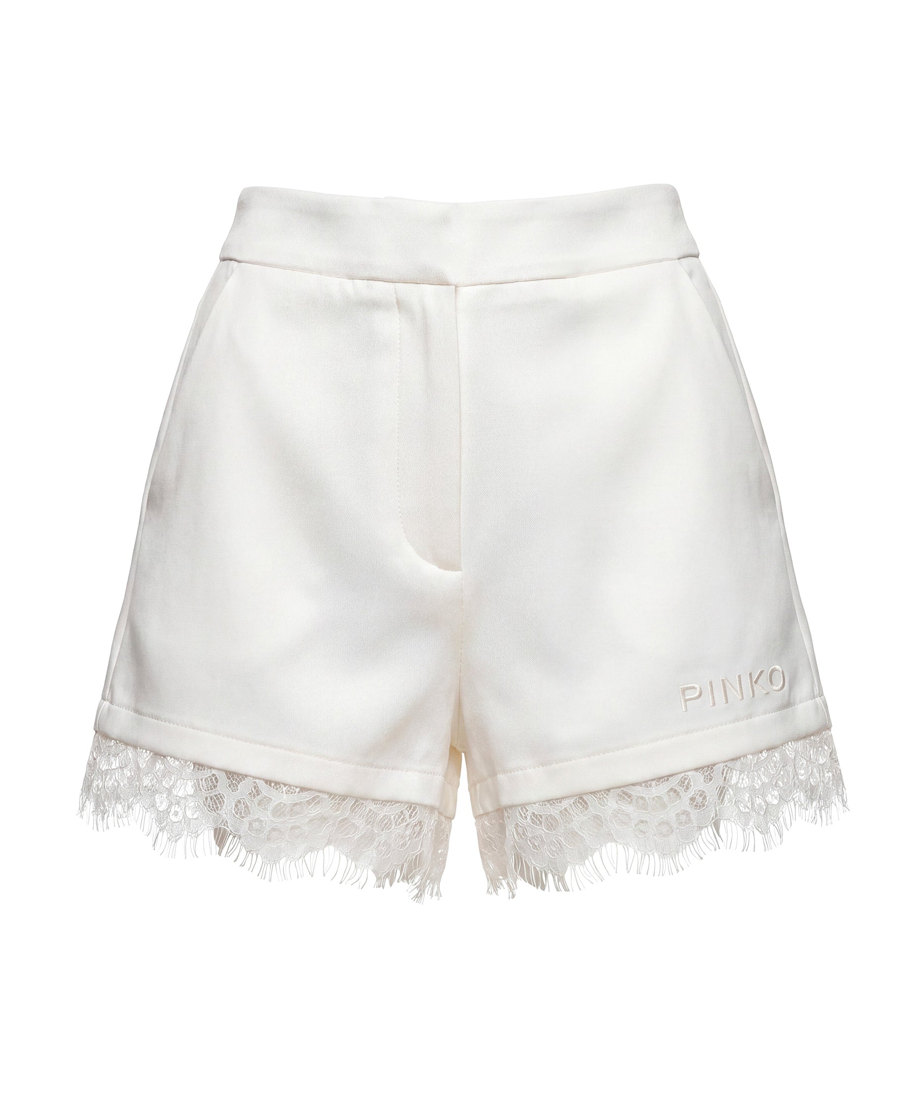 Pinko Kids Short Pristine con Dettagli in Pizzo e Logo per Bambine