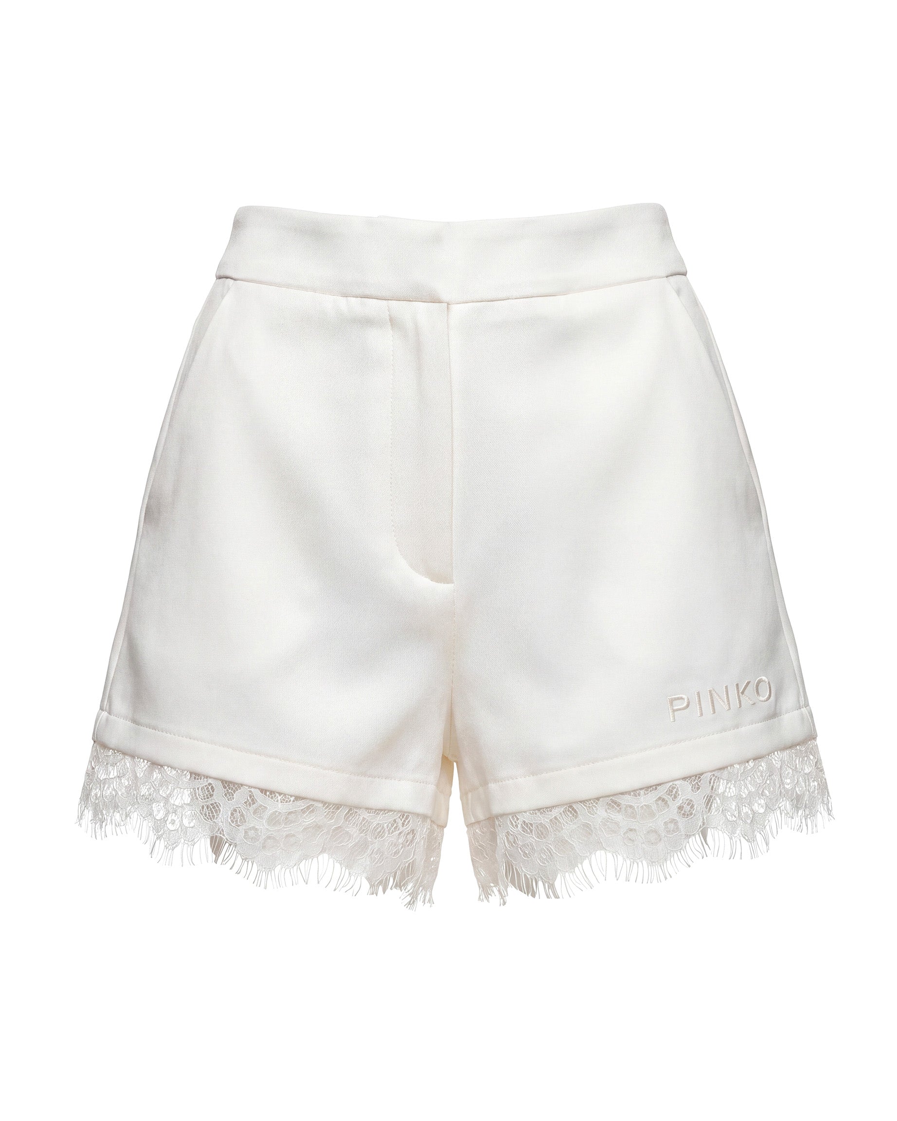 Pinko Kids Short Pristine con Dettagli in Pizzo e Logo per Bambine