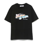MSGM Kids T-shirt Nera con Blurred Logo per Bambini fronte