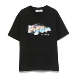 MSGM Kids T-shirt Nera con Blurred Logo per Bambini fronte