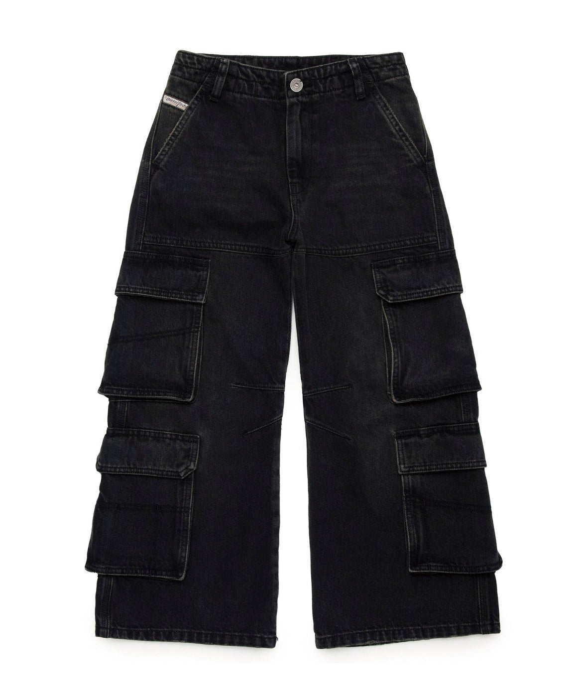 Diesel Kids Jeans Cargo Denim Nero per Bambine
