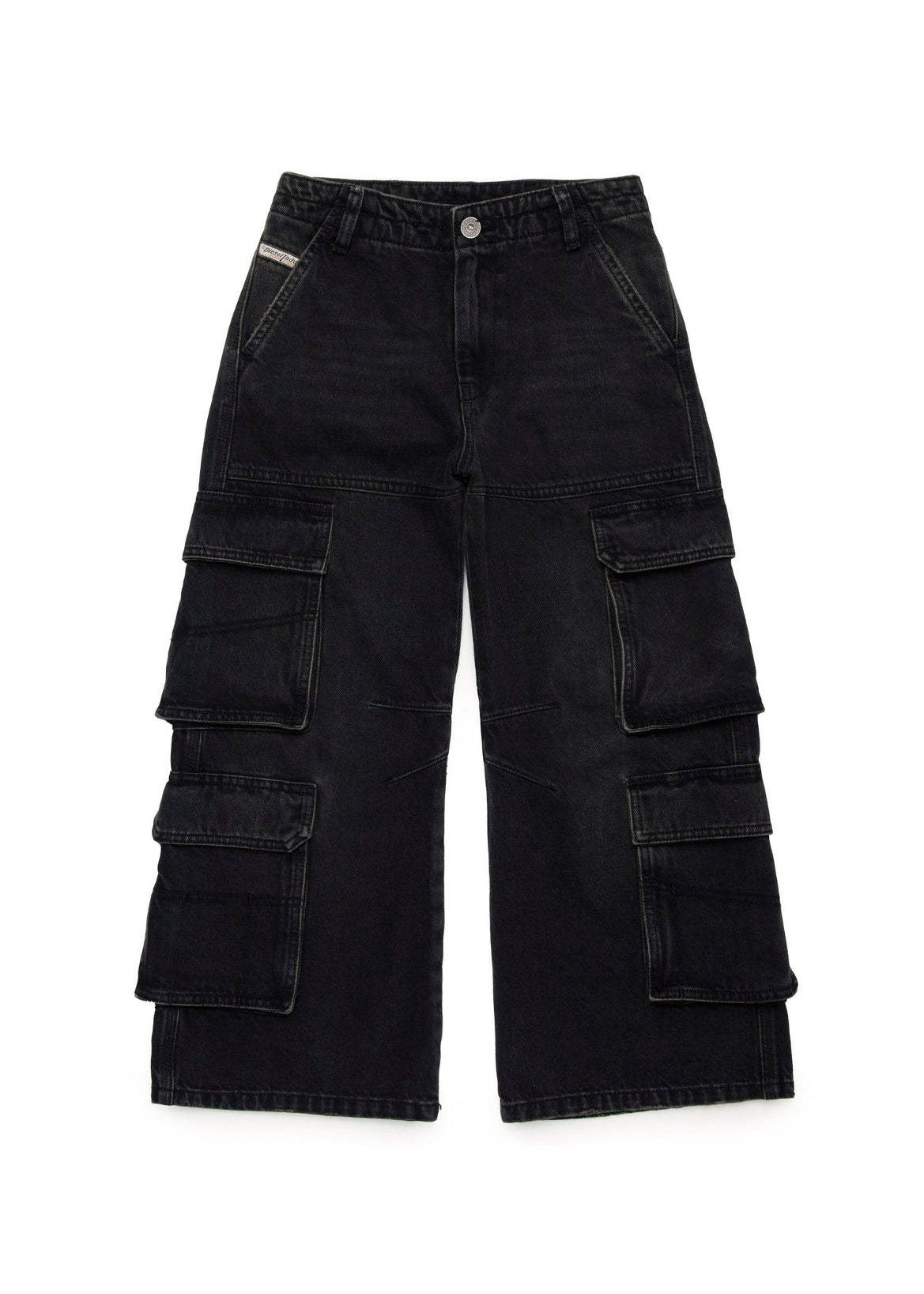 Diesel Kids Jeans Cargo Denim Nero per Bambine