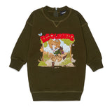 Dsquared2 Kids Abito Verde con Stampa per Neonate