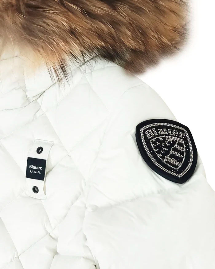 Blauer Kids Giubbino Bianco Blauer Lotus Junior Cappuccio con Pelliccia per Bambine