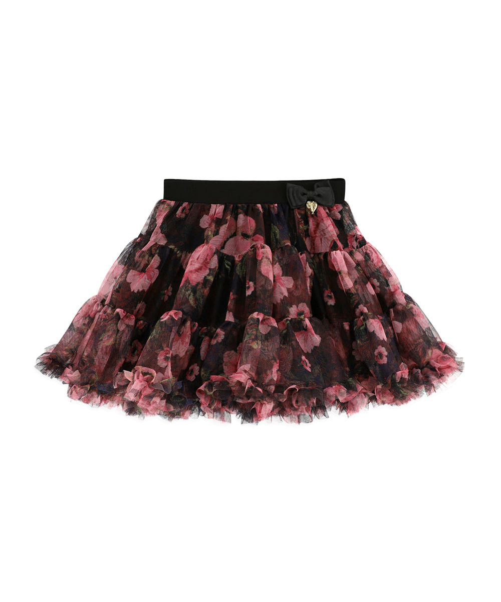 Angel's Face Gonna Nera Floreale per Bambine