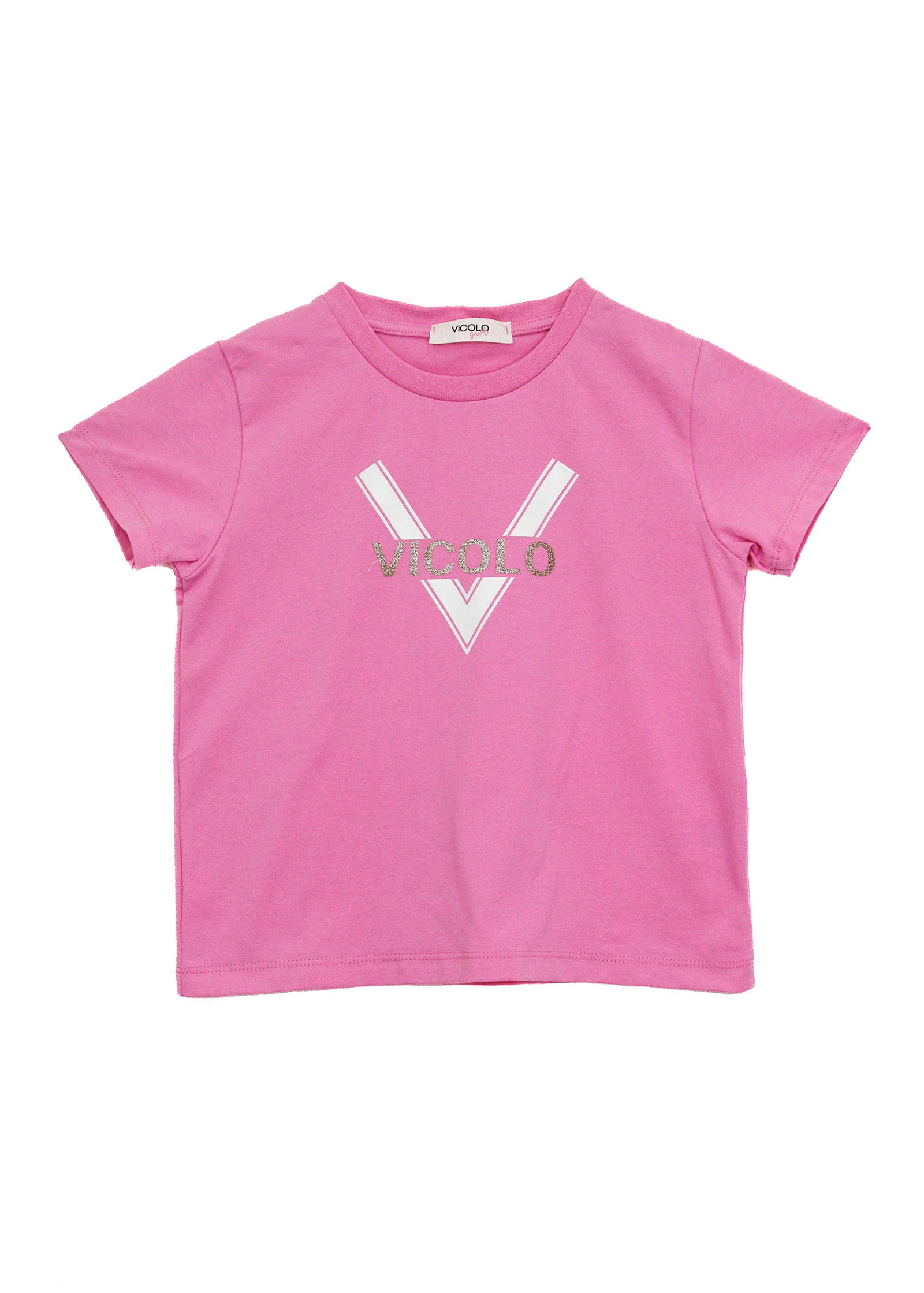 Vicolo T-Shirt Fucsia con Logo per Bambine