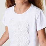 Twinset Kids White T-Shirt with Embroidery for Girls