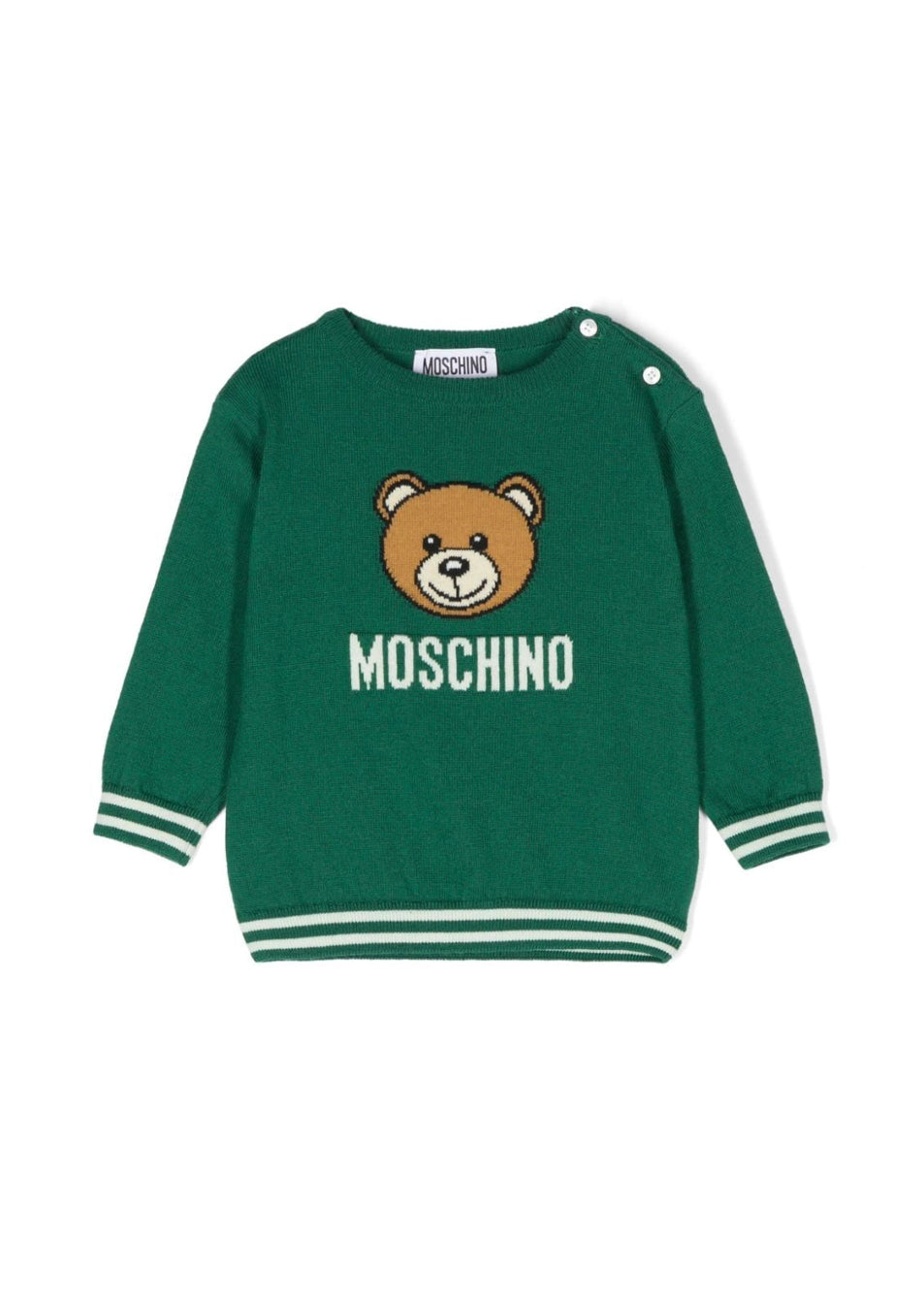 Moschino Kids Maglioncino Verde con Teddy Bear per Neonati