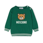 Moschino Kids Maglioncino Verde con Teddy Bear per Neonati