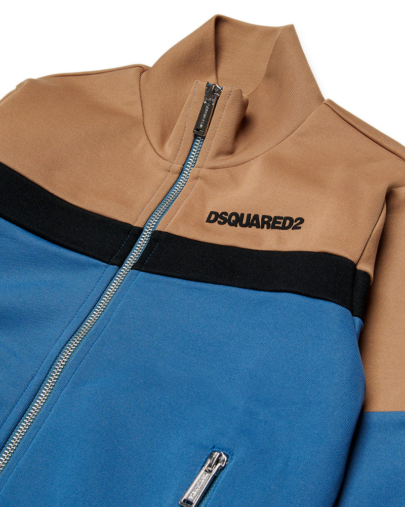 Dsquared2 Kids Felpa con Zip Lavagna Colorblock per Bambini