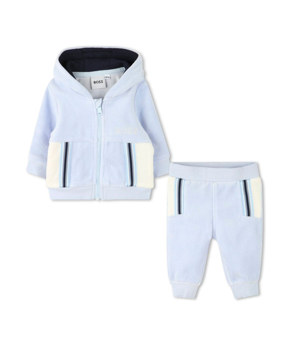 Boss Kids Completo Felpa con Pantaloni Celeste per Neonati
