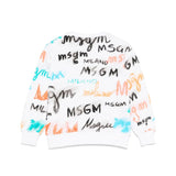 MSGM Kids Felpa Bianca con Stampa All Over per Bambini retro