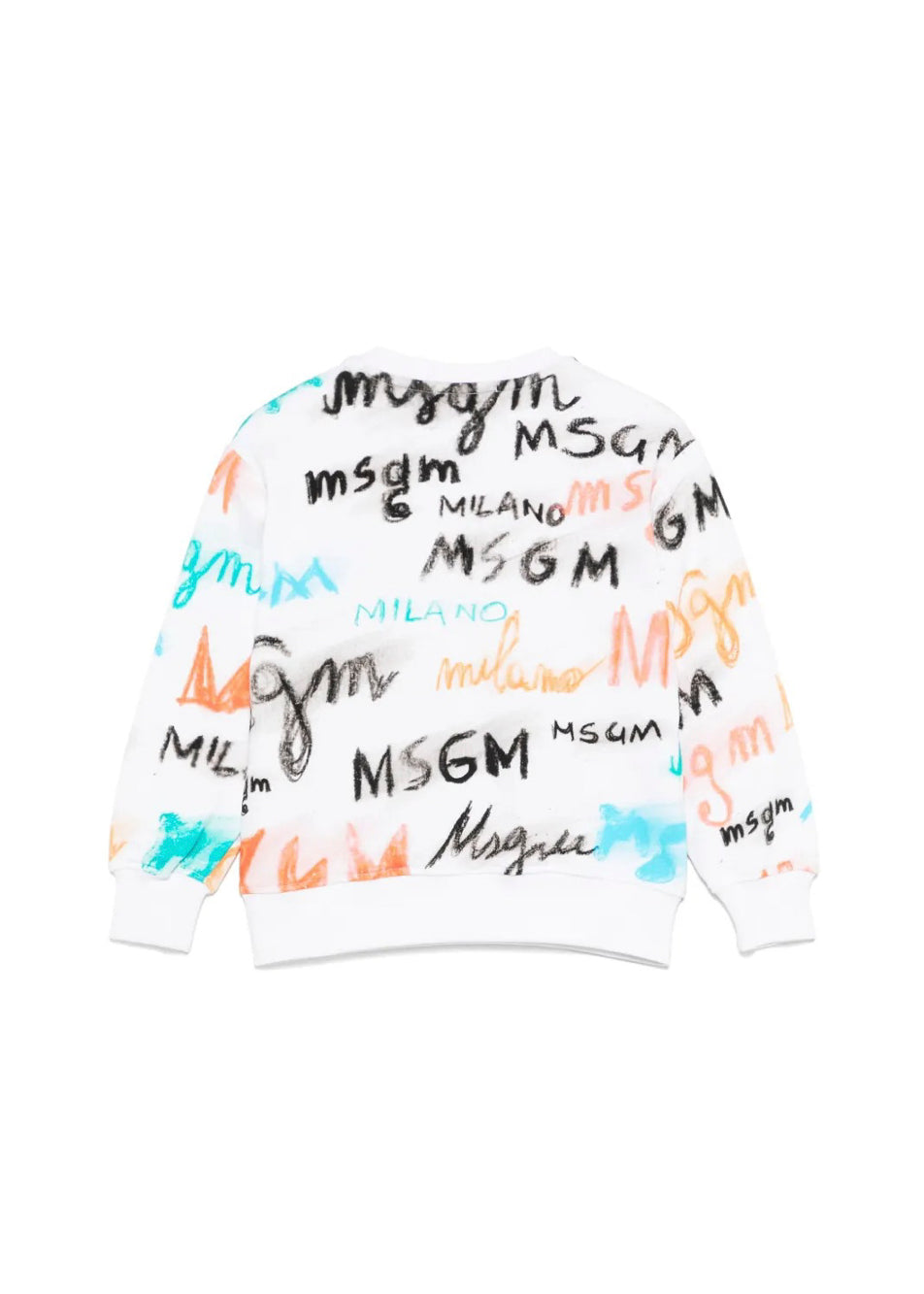 MSGM Kids Felpa Bianca con Stampa All Over per Bambini retro
