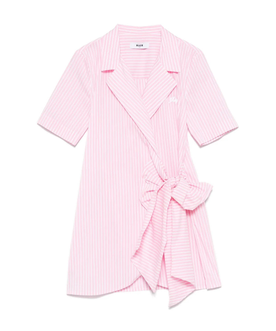 MSGM Kids Abito Rosa a Righe per Bambine