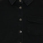 Palm Angels Kids Camicia in Denim Nero con Stampa Logo per Bambine