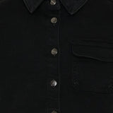 Palm Angels Kids Camicia in Denim Nero con Stampa Logo per Bambine