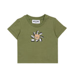 Moschino Kids T-Shirt Verde con Logo Teddy Bear per Neonati