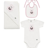 Gabriella Gucci Kids Set Body+Bavetta+Triangolo Latte e Rosa per Neonate