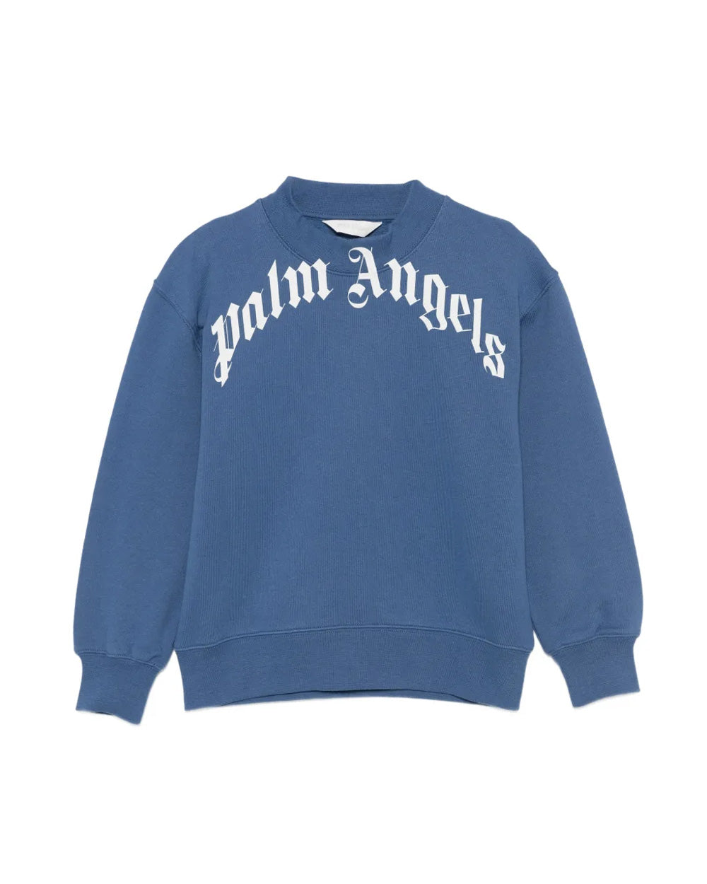 Palm Angels Kids Felpa Girocollo Blu con Stampa Logo per Bambini