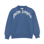 Palm Angels Kids Felpa Girocollo Blu con Stampa Logo per Bambini