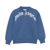 Palm Angels Kids Felpa Girocollo Blu con Stampa Logo per Bambini
