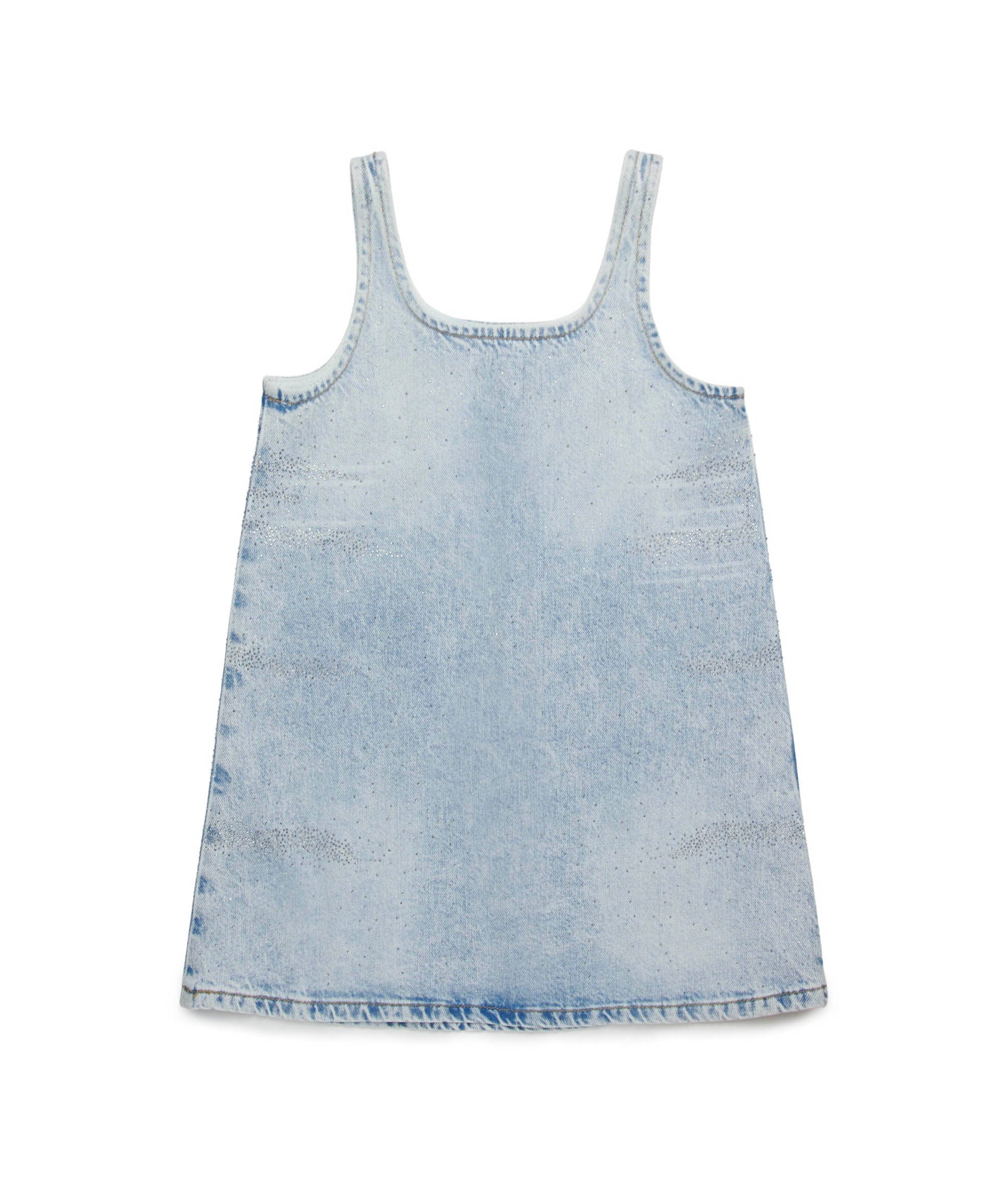 Diesel Kids Abito Denim con Applicazione Strass per Bambine
