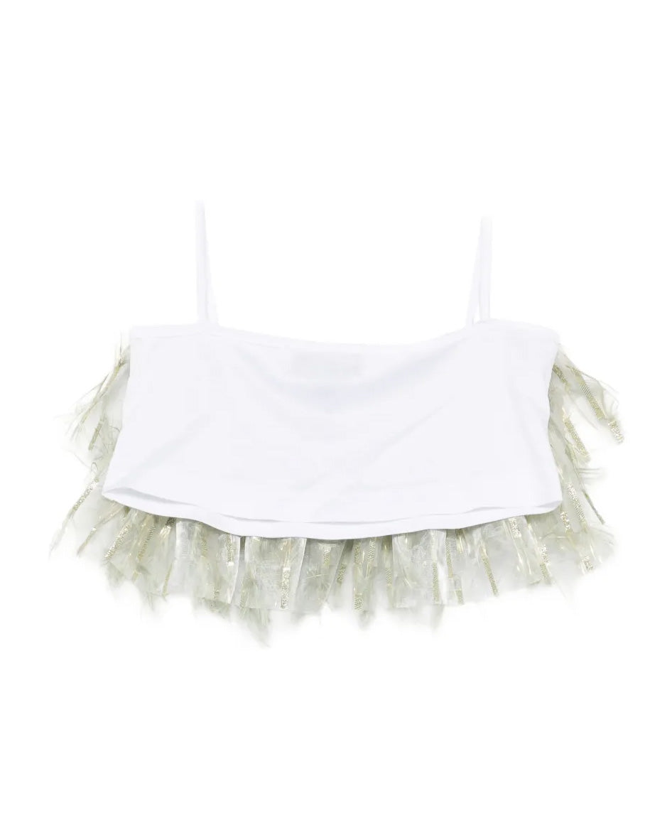 Kids Top in Organza Verde Oliva per Bambine