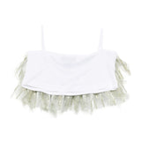 Kids Top in Organza Verde Oliva per Bambine