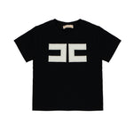 Elisabetta Franchi La Mia Bambina T-shirt Nero con Logo Bianco per Neonate
