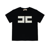 Elisabetta Franchi La Mia Bambina T-shirt Nero con Logo Bianco per Neonate